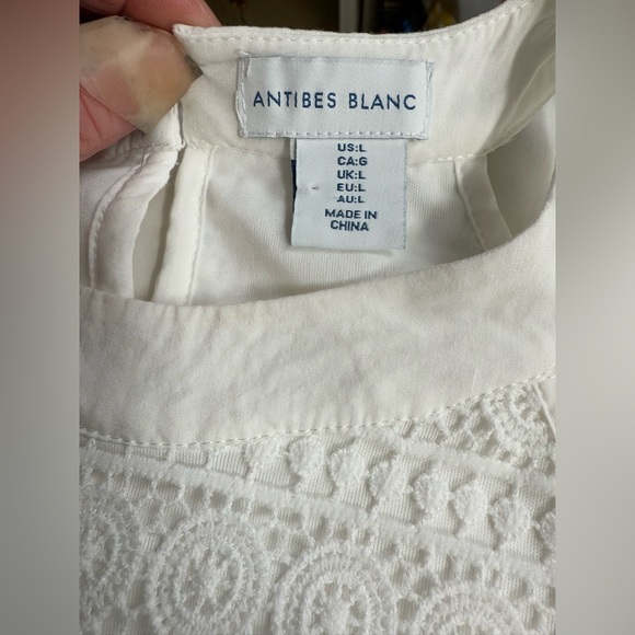 ANTIBES BLANC White Crochet Sleeveless halter neck top size L - Picture 8 of 12